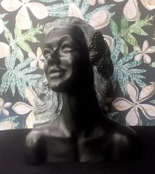 Vintage “luana” Carved Hawaiian Black Coral Sculpture Frank Schirman Hawaii Rare