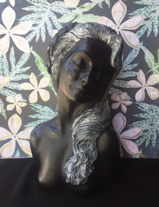 Vintage “melia” Carved Hawaiian Black Coral Sculpture Frank Schirman Hawaii Rare