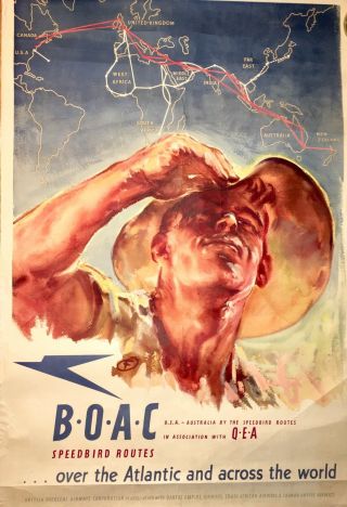 Vintage Boac Airways Speedbird Routes Airline Poster - Harold Foster - 1946