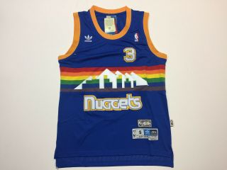 Allen Iverson 3 Vintage Denver Nuggets Blue Rainbow Throwback Basketball Jersey