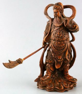 Collect China Antique Boxwood Carve Exorcism Immortal Moral Bring Luck Statue