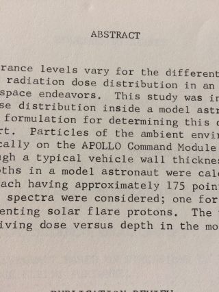 NASA Vintage 60 ' s Astronaut Space Radiation Dose Report Biophysics Mcm Mid 1964 6