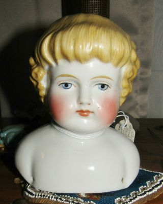 Large Antique German China Head Doll Highland Mary Marked 1000 Made In Germany