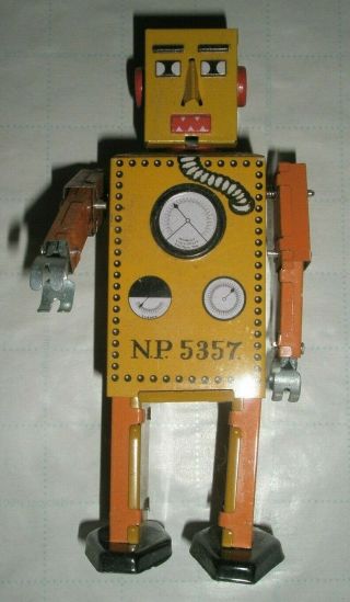 Vintage Metal Tin Wind - Up Toy Robot Lilliput Np5357