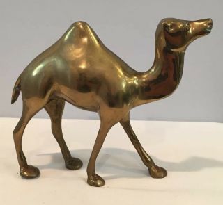 Vintage Large Cast Brass 7 - 1/2 " Long Camel Figurine With Patina Made In India