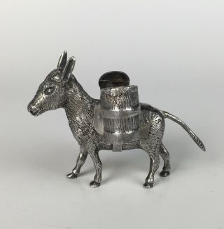 Antique Sterling Silver 925 Donkey Burro Toothpick Holder