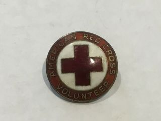 Ww Ii American National Red Cross Volunteer Enamel Pin Pin Back Sterling