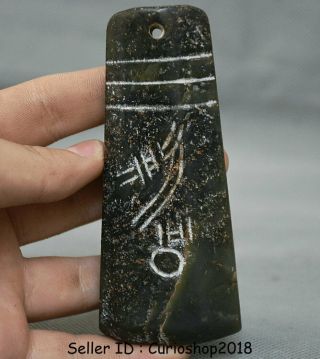 4 " Rare Old Chinese Hongshan Culture Jade Stone Hand - Carved Jade Axe Pendant