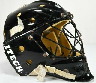 1990s Vintage Itech Black Goalie Mask Helmet With Metal Cage Mask Size Large
