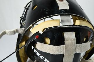 1990s Vintage Itech Black Goalie Mask Helmet with Metal Cage Mask Size Large 5
