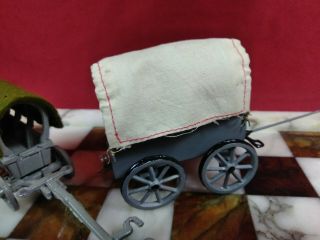 Vintage Lead and Tin Wagons And Wheel Barrow With Barrel 3