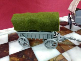 Vintage Lead and Tin Wagons And Wheel Barrow With Barrel 5