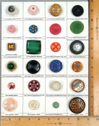 Card Of 24 Vintage Buttons,  Assorted Plastic Classification 3,  Various Styles
