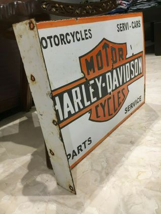 Harley Davidson Motorcycle Vintage Porcelain Sign Gas,  Oil,  Pegasus,  2Sided Flange 4