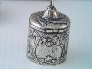 RARE ANTIQUE ART NOUVEAU GORHAM STERLING SILVER THIMBLE CASE GORGEOUS 8