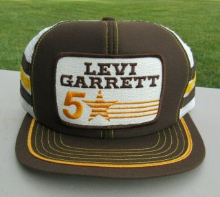 Vintage 1980s,  Levi Garrett Racing Team,  3 Stripes,  Trucker Hat,  Mesh,  Snap Back