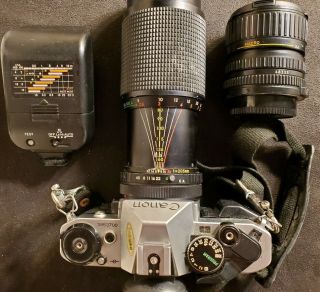 Vintage Canon AE - 1 AE1 35mm Camera with extra lenses 5