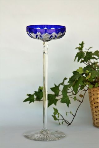 French Baccarat Crystal Tsar Model,  Rare Champagne Glass Blue (a)