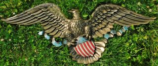 Vintage Syroco American Eagle W/shield Patriotic Wall Plaque 45 " 3762