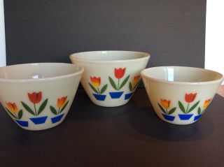 Vintage Fire King Tulip Nesting Bowls Very