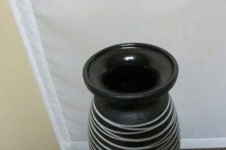 Vintage Mid - century Large HAEGER Pottery Vase Black Lava Spun White Line Glaze 3