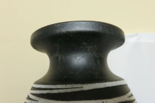Vintage Mid - century Large HAEGER Pottery Vase Black Lava Spun White Line Glaze 6