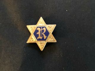 Vintage 10k Gold Enamel Jewish Star Of David Pin Letter R 4.  0 Grams