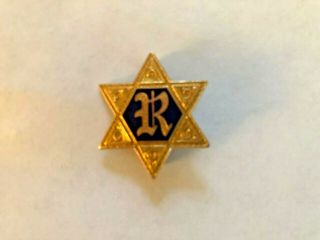 Vintage 10k Gold Enamel Jewish Star of David Pin Letter R 4.  0 Grams 2