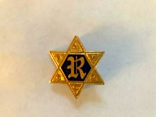 Vintage 10k Gold Enamel Jewish Star of David Pin Letter R 4.  0 Grams 3