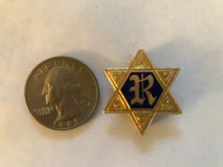Vintage 10k Gold Enamel Jewish Star of David Pin Letter R 4.  0 Grams 5
