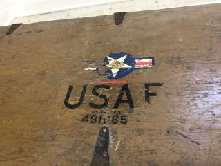 Vintage WOOD FOOT LOCKER military USAF air force trunk chest brown box wwii 40s 3