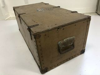 Vintage WOOD FOOT LOCKER military USAF air force trunk chest brown box wwii 40s 6