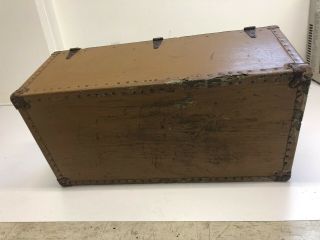 Vintage WOOD FOOT LOCKER military USAF air force trunk chest brown box wwii 40s 7