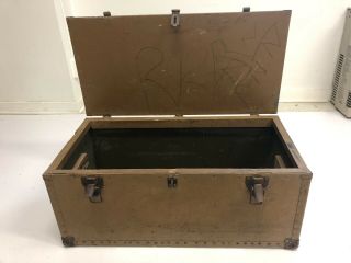 Vintage WOOD FOOT LOCKER military USAF air force trunk chest brown box wwii 40s 8