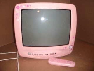 Hello Kitty Television With Remote Control 13 " Hktv Gaming Vintage Made In Kore,