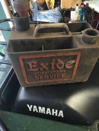 Vintage Antique Exide Sure Start Car Battery Gas Station Garage Service Tool Box