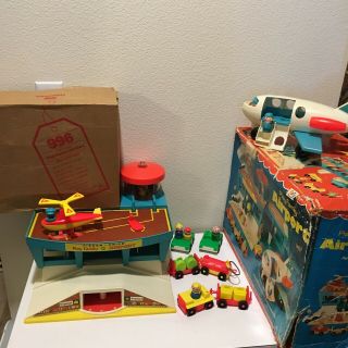 Vtg 1972 Fisher Price Little People Play Family Airport 996 Complete ✈ W/ Boxes