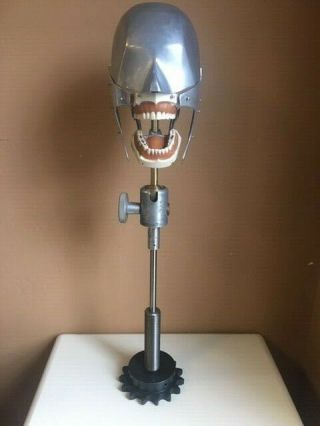 Vintage Columbia Dental Phantom Steampunk Manikin On Solid Steel Gear Base