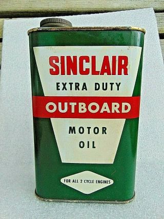 Rare Vintage Sinclair Extra Duty Outboard Motor Oil Can 1 Quart Dinosaur $9.  95