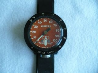 US Divers,  Aqua Lung,  AQUARIUS DIVE WATCH plus depth gauge,  vintage scuba,  dive 9