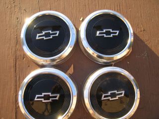 Set 4 Vtg Chevy Chevrolet 10.  5 " Black Hub Caps Dog Dish Wheel Covers Hot Rat Rod