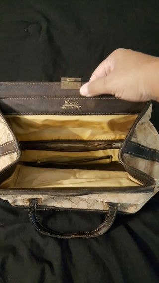 Authentic Vintage Gucci Brown Leather Cosmetic Makeup Trunk Bag Travel Case