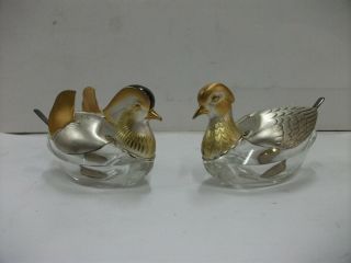 Seasoning Case Of The Silver Mandarin Duck.  And Silver Spoon.  152g/ 5.  35oz.