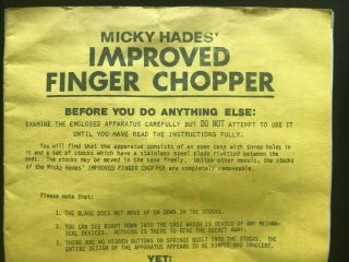 Micky Hades ' Improved Finger Chopper - Examinable - vintage magic trick 4