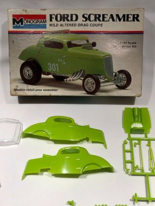 Vtg 1975 Monogram ' 34 Ford Coupe Model Kit RARE 1/32 SCREAMER Drag Car UNBUILT 2