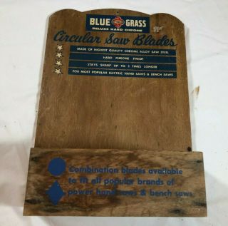 Vintage Blue Grass Circular Saw Blades Display Sign Belknap Hardware Rare