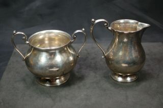 Sterling Silver Cream & Open Sugar By Fred Hirsch Co 1920 - 1945 7.  89toz