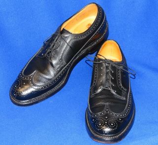 Vtg 11 B Florsheim Imperial V Cleat Black Kenmoor Wingtip Oxford Shoe Mens