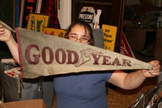 Rare Vintage C.  1920 Goodyear Tires Gas Station 27 " Banner Sign