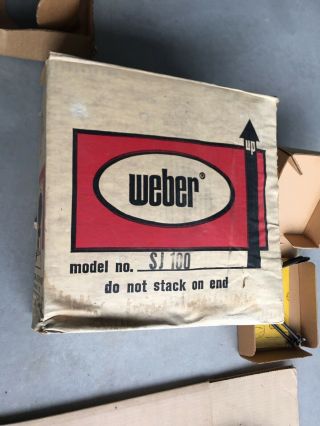 Vintage NOS 1960s Weber Smokey Joe Sj - 100 Offset Handle Grill RARE 9
